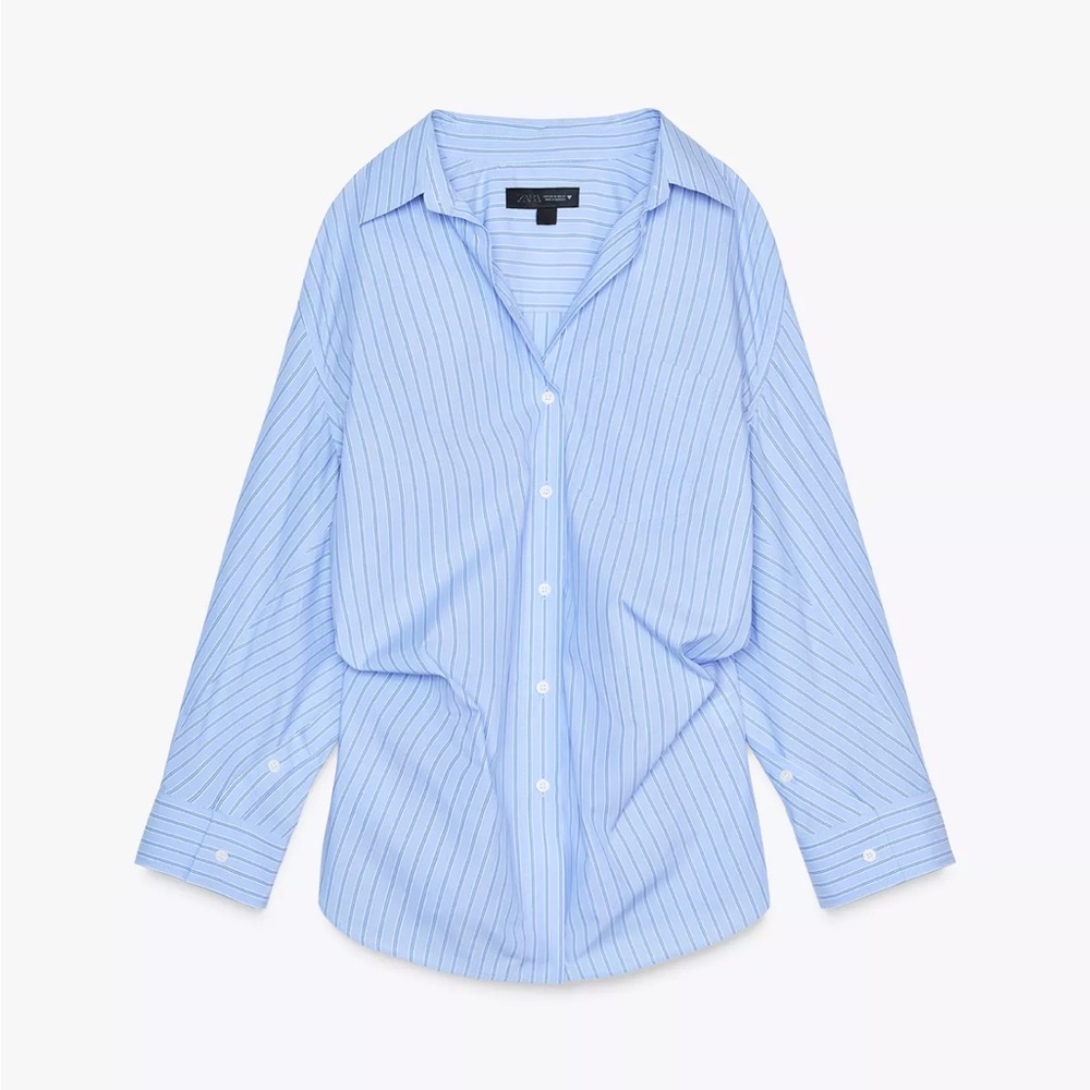 BNWT ZARA Blue Striped Button-Up Shirt
